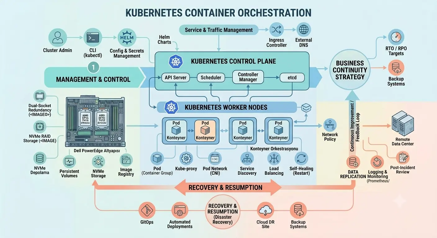  Kubernetes ve Konteyner Orkestrasyonu diagram görseli